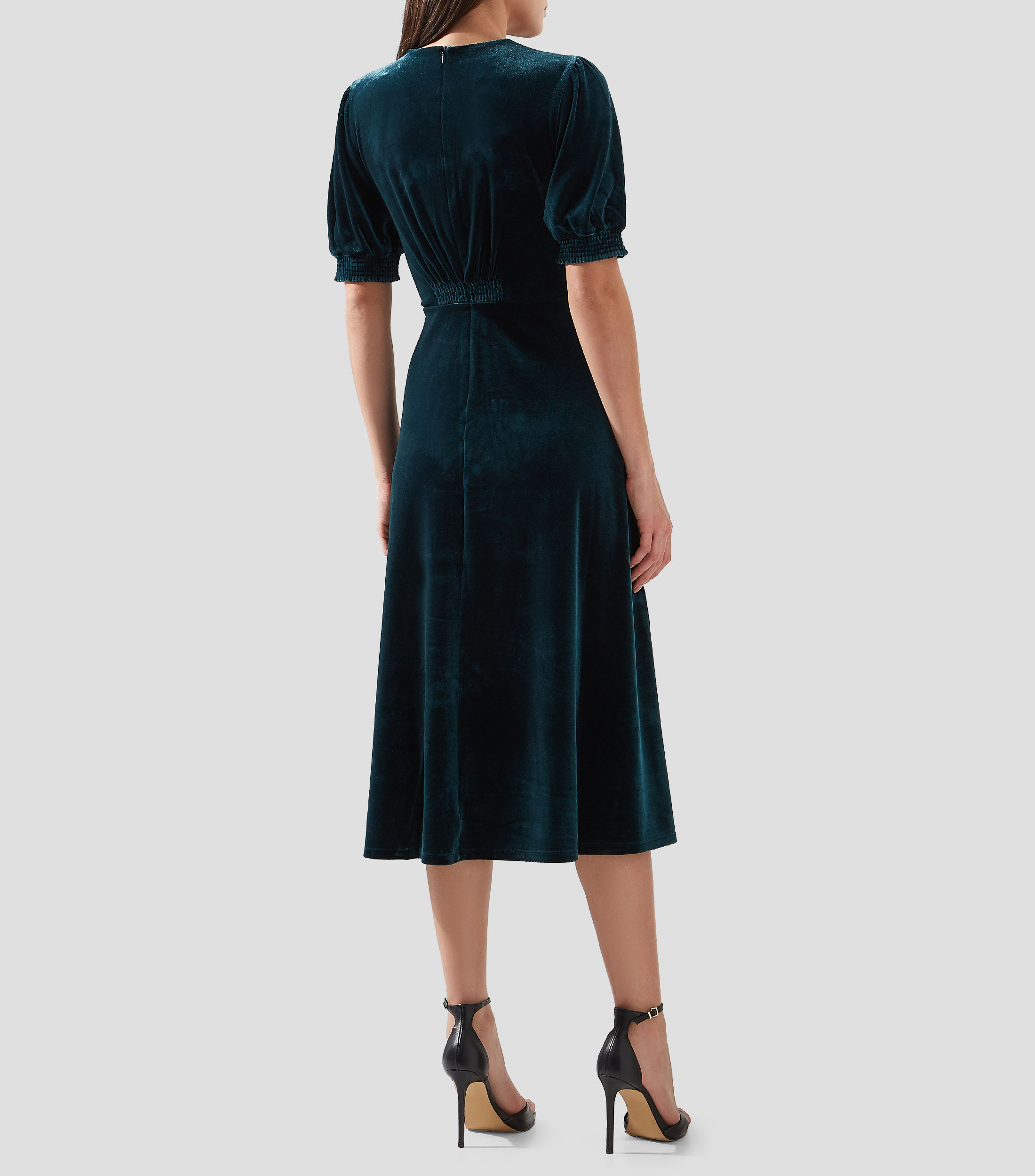 Vestido Midi manga corta liso Mujer